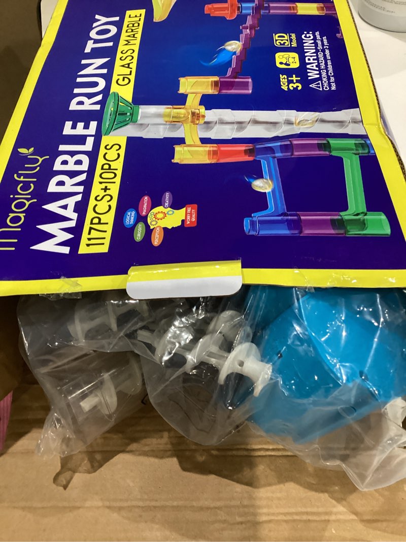 Condition photo showing New/Like New for Magicfly Marble Run Set with Motorized Elevator, 127 Pcs Marble Track Building Toy with Glass Marbles for Kids, Ideal STEM Marble Maze Gift for Christmas or Birthday