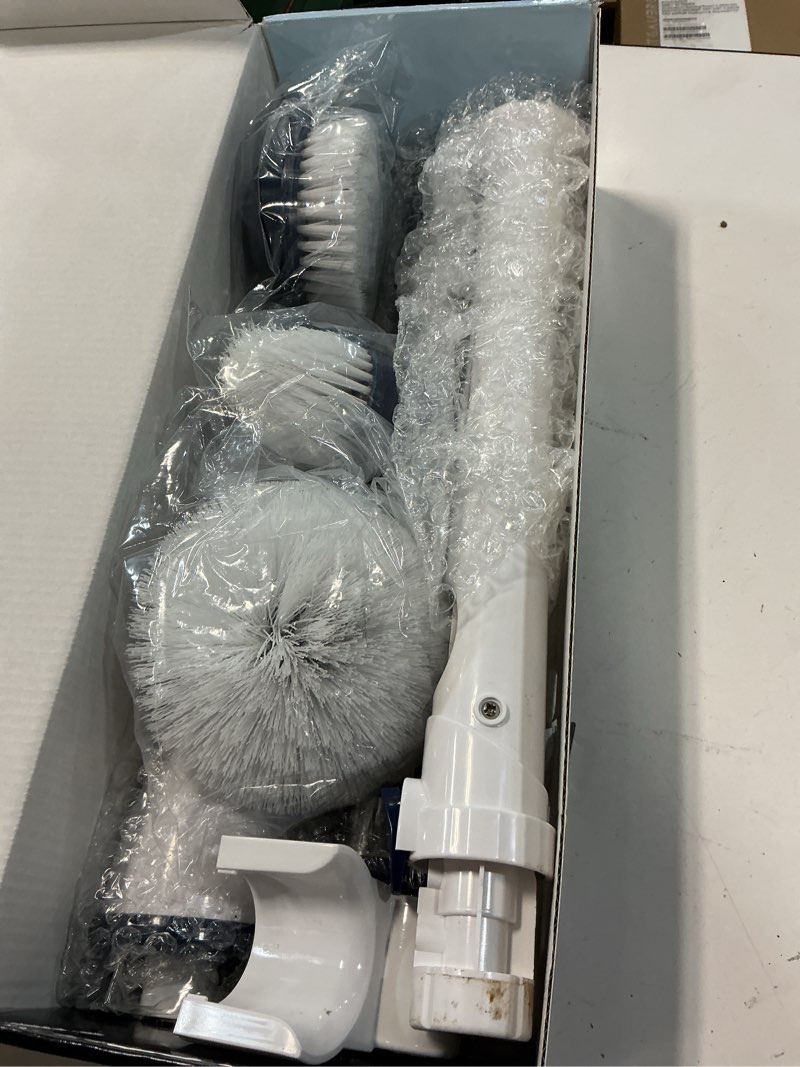 Condition photo showing As Is for power spin scrubber, electric cleaning brush with adjustable head