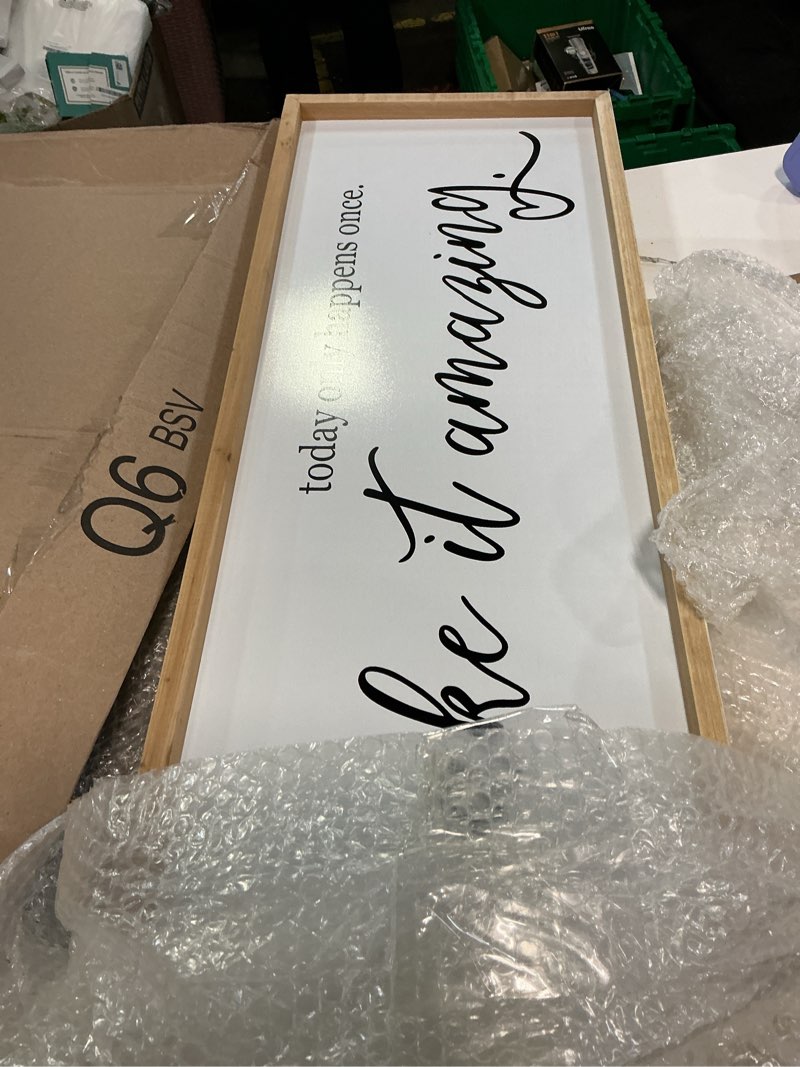Condition photo showing Good Condition for YWJKWLGS Inspirational Quotes Wall Decor Today Only Happens Once Make It Amazing Signs Wall Art 32x12 Inch Large Motivational plaque for Home office kitchen Bedroom Wood Framed Hanging (Wood) 32"L x 12"W Today Only Happens Once Make It Amazing?Wood?