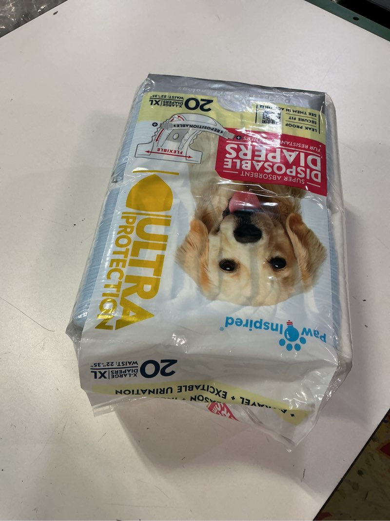Condition photo showing New/Like New for Paw Inspired 20ct Disposable Dog Diapers | Female Dog Diapers Ultra Protection | Diapers for Dogs in Heat, Excitable Urination, or Incontinence (X-Large) X-Large (20 Count)