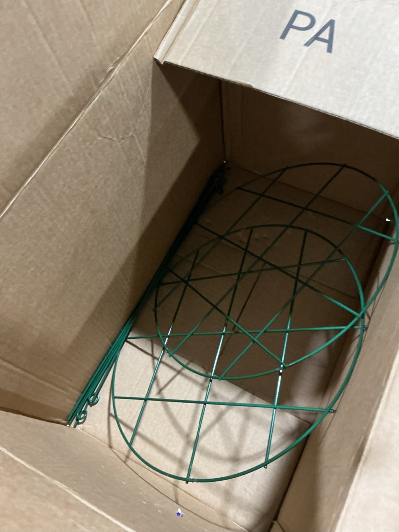 Condition photo showing Good Condition for 2 pcs flower support rings, peony cage plant support stake,grow through grid plant brace, hoops with 3 pcs legs for heavy blossoms (2 pcs 24")
