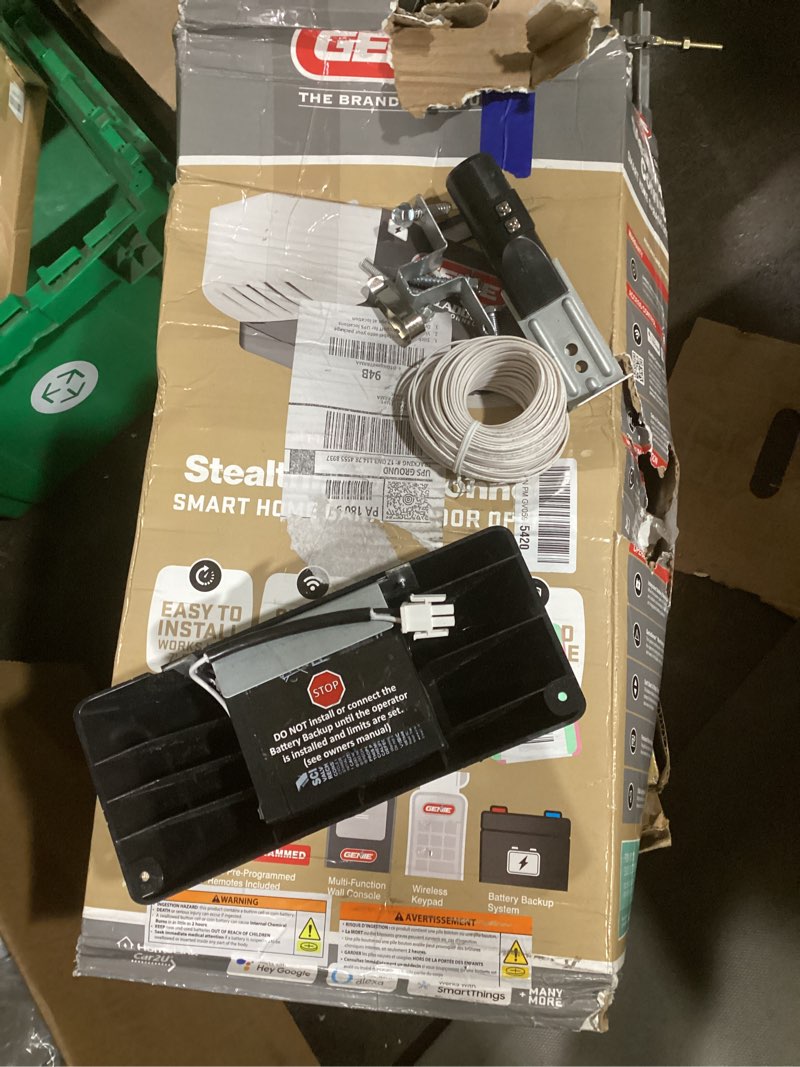Condition photo showing As Is for genie stealthdrive 7155 connect smartphone-controlled belt drive garage door opener - 1 each