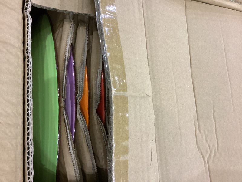 Condition photo showing As Is for vancasso Bonita Dinnerware Sets, 24 Pieces Multicolor Stoneware Dinner Set for 6, Handpainted Spirals Pattern Ceramic Plates and Bowls Sets Kitchen Plate Set Service for 6 (24 PCS-New ) Bonita Multicolor