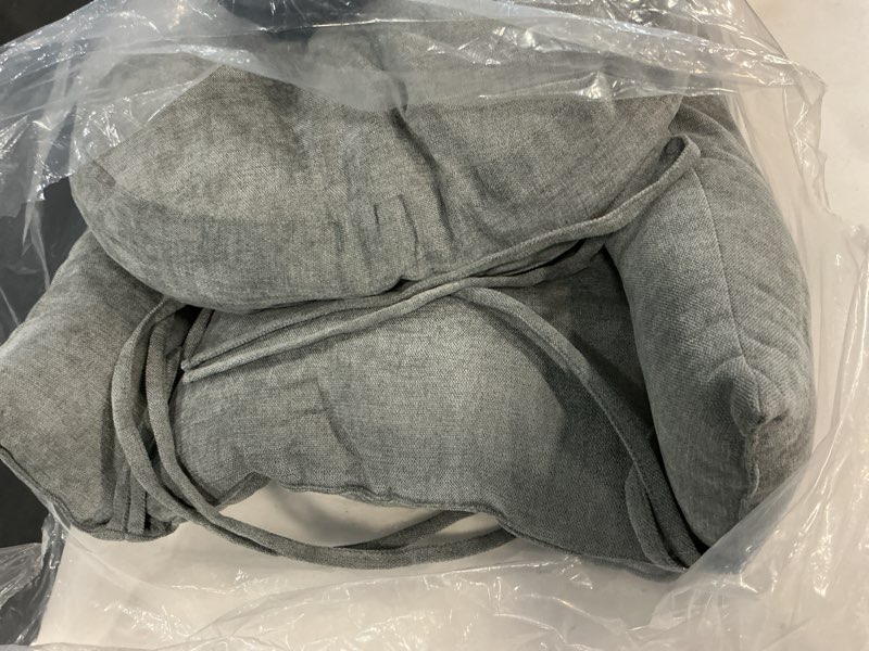 Condition photo showing Good Condition for Wingback Rocking Chair cushion - Large Adirondack Chair Cushions, High-Density Sponge, Comfort Chenille Indoor Rocker Pads with Ties, 2 Piece Sets- Seat Cushion & Back Cushion, Grey | Standard Size Grey 22.2 x 26.7 x 3 in & 17 x 17 x 4 in (2-Piece Set)