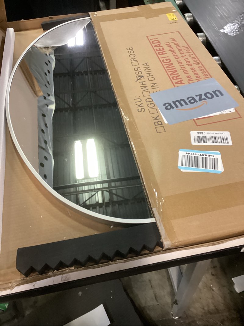 Condition photo showing Good Condition for 20x30 Oval Mirror Round Full Length Wall Mounted Hanging or Against Wall Metal Aluminum Alloy Frame Dressing Make-up Mirrors for Entryway Bedroom Bathroom Living Room 30 20 inch Silver Silver 30"L x 20"W