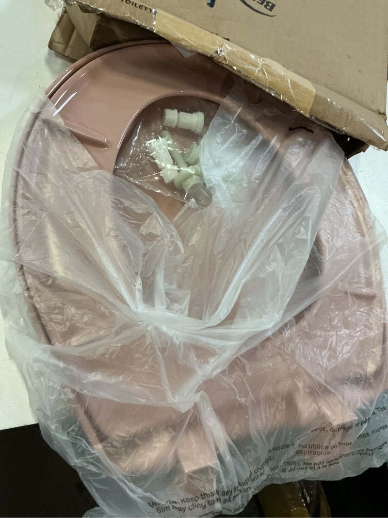 Condition photo showing Good Condition for bemis classic colors slow close toilet seat, easy clean hinges and durable plastic seat, made in usa, round, wild rose round wild rose