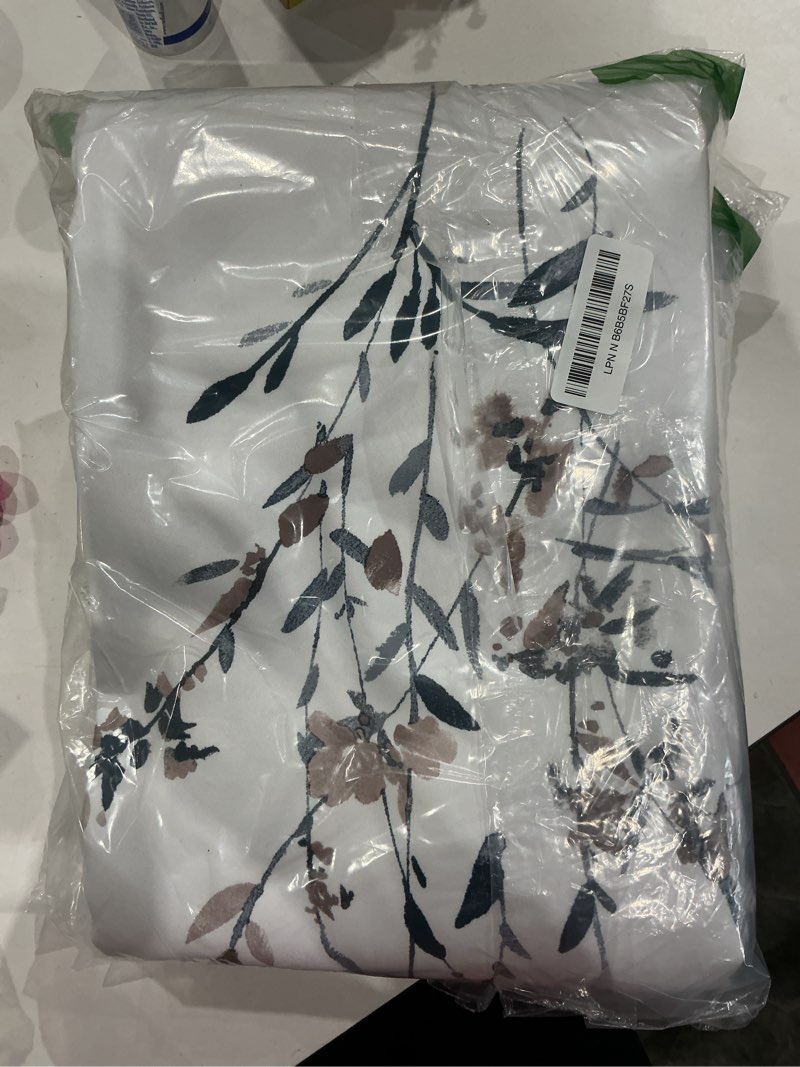 Condition photo showing Good Condition for mysky home floral curtains 63 inch curtains 2 panel set for bedroom living room light filtering curtains for home decor grommet curtains leaf flower printed window treatments, navy blue 52"w x 63"l (pack of 2) a-navy blue