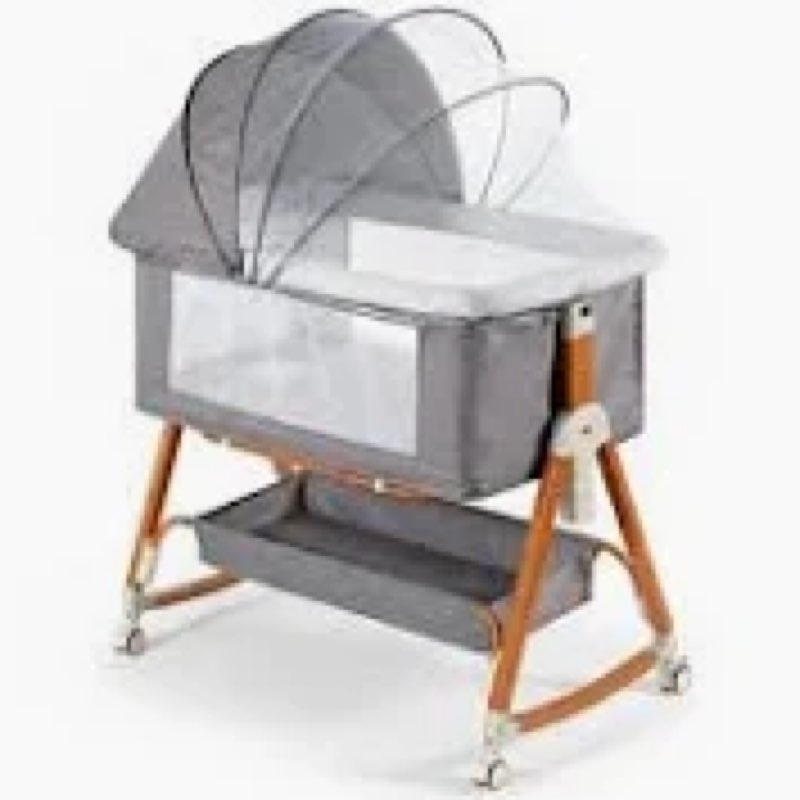 3 in 1 Baby Bassinet Bedside Sleeper, Bedside Crib for Baby, Adjustable Baby Bassinet with Wheels, S