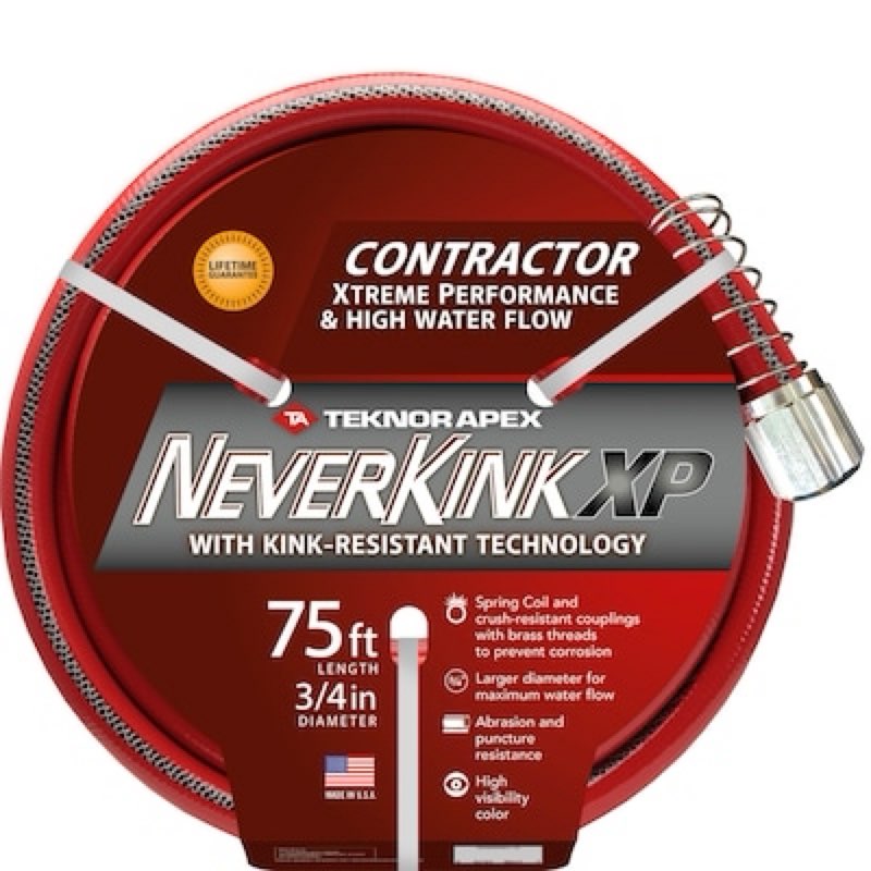 neverkink xp teknor apex 3/4-in x 75-ft contractor -duty kink free vinyl red coiled hose