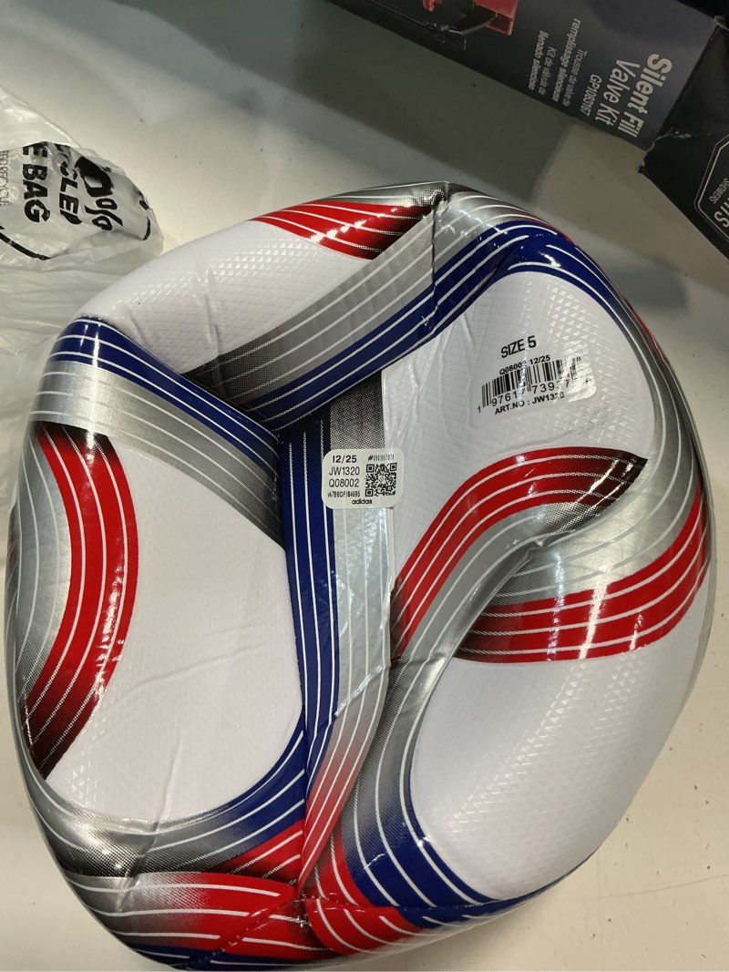 Condition photo showing Good Condition for ( size 5) adidas unisex mls soccer ball 5 white/team royal blue/red/silver metallic/2026 training