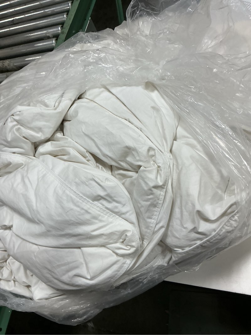 Condition photo showing As Is for ultra warm luxe goose down comforter, king/cal king, white