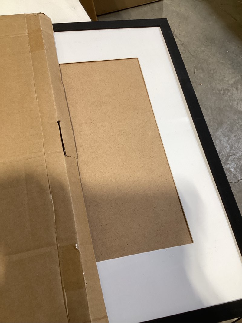 Condition photo showing Good Condition for upsimples 17x22 picture frame, display pictures 12x18 with mat or 17 x 22 without, wall hanging poster frames, black, 1 pack black 17x22