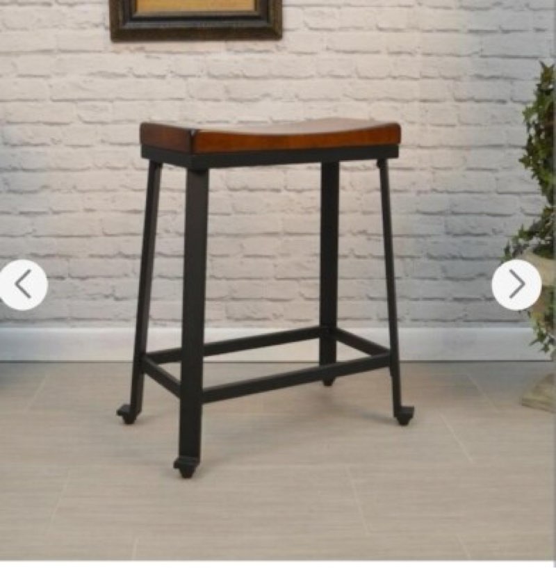 Carolina Forge Thea Saddle Counter Stool, Seat 17.5" W x 9" D x 24" H Chestnut