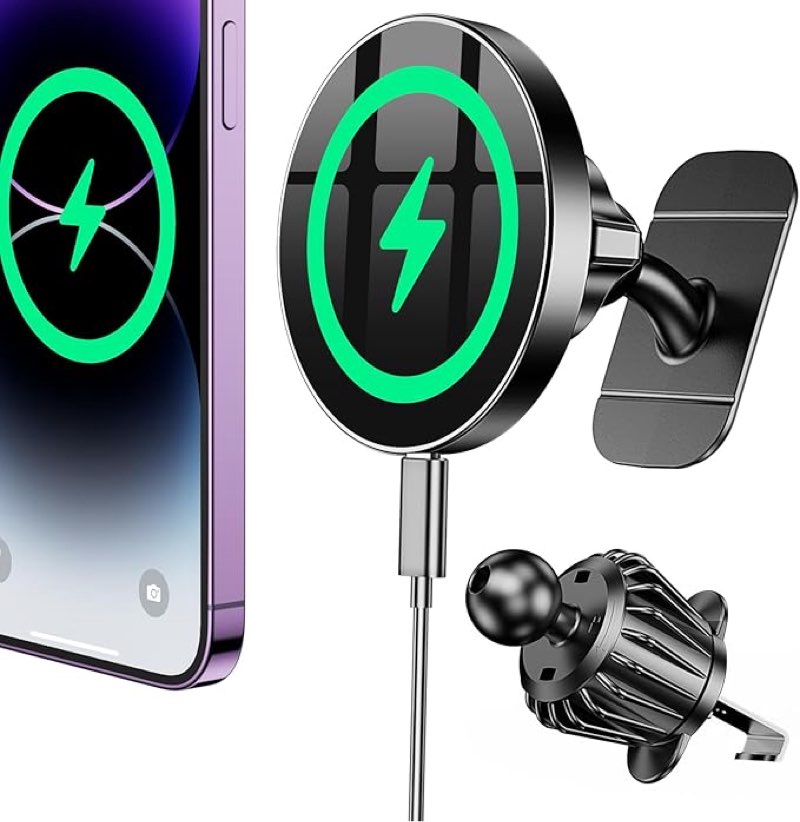 coolpow for magsafe car mount charger?100% stable? 15w magsafe car charger magnetic phone holders for your car accessories for women men car phone holder wireless car charger for iphone 17 16 15 14 13
