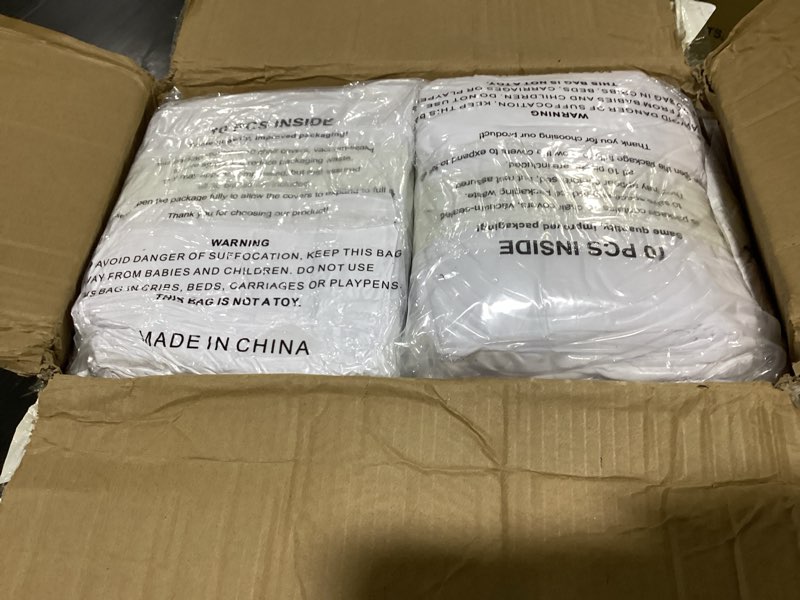 Condition photo showing New/Like New for 100 pieces white chair covers - versatile stretch polyester spandex dining chair slipcovers for dining, party, wedding, banquet, and more white 100pcs