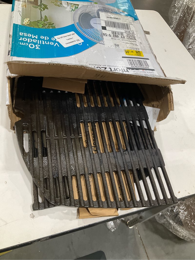 Condition photo showing As Is for 7646 7584 replacement cooking grates for weber q300 q320 q3000 q3200 series gas grills, matte cast iron cooking grate replacement parts for weber 7646 7584 25" for q300
