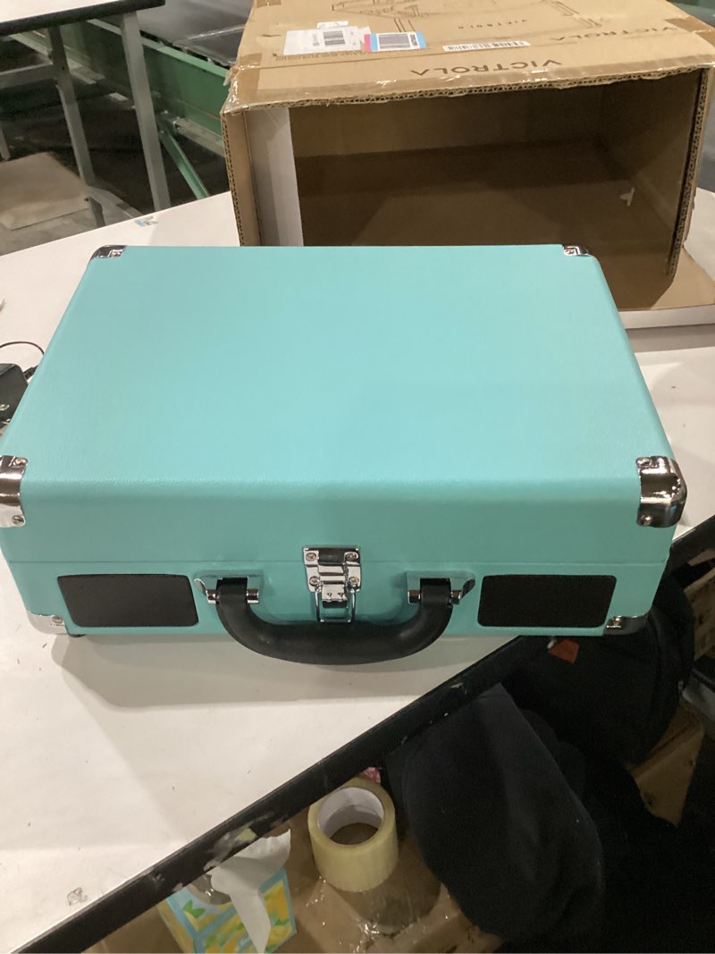 Condition photo showing New/Like New for Victrola suitcase record player with bluetooth