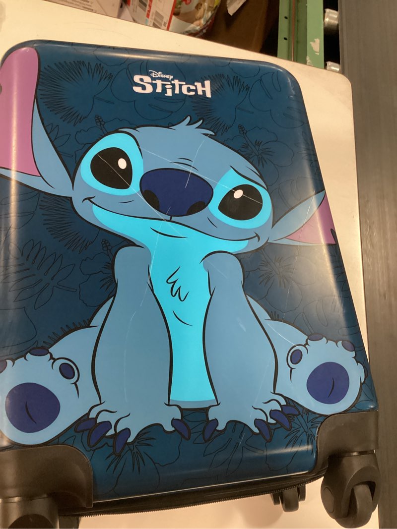 Condition photo showing As Is for disney stitch suitcase set or individual, hard shell suitcase with wheels 28l, 50l or 91l, 4 wheels (navy stitch small)