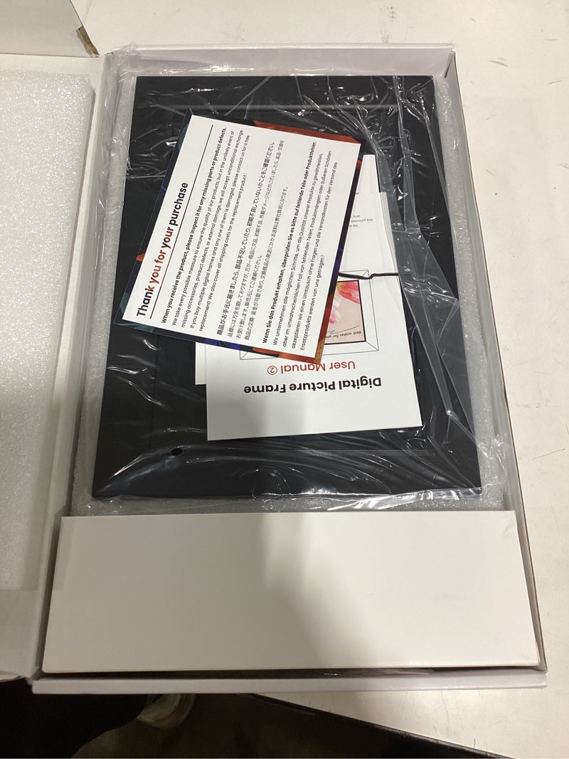 Condition photo showing As Is for bigasuo digital picture frame, 10.1" frameo digital frame wifi with 32gb memory, 1280x800 ips touch screen, send photos/videos from your phone anywhere, photo gifts for parents and grandparents 10.1" black 32gb 1pack