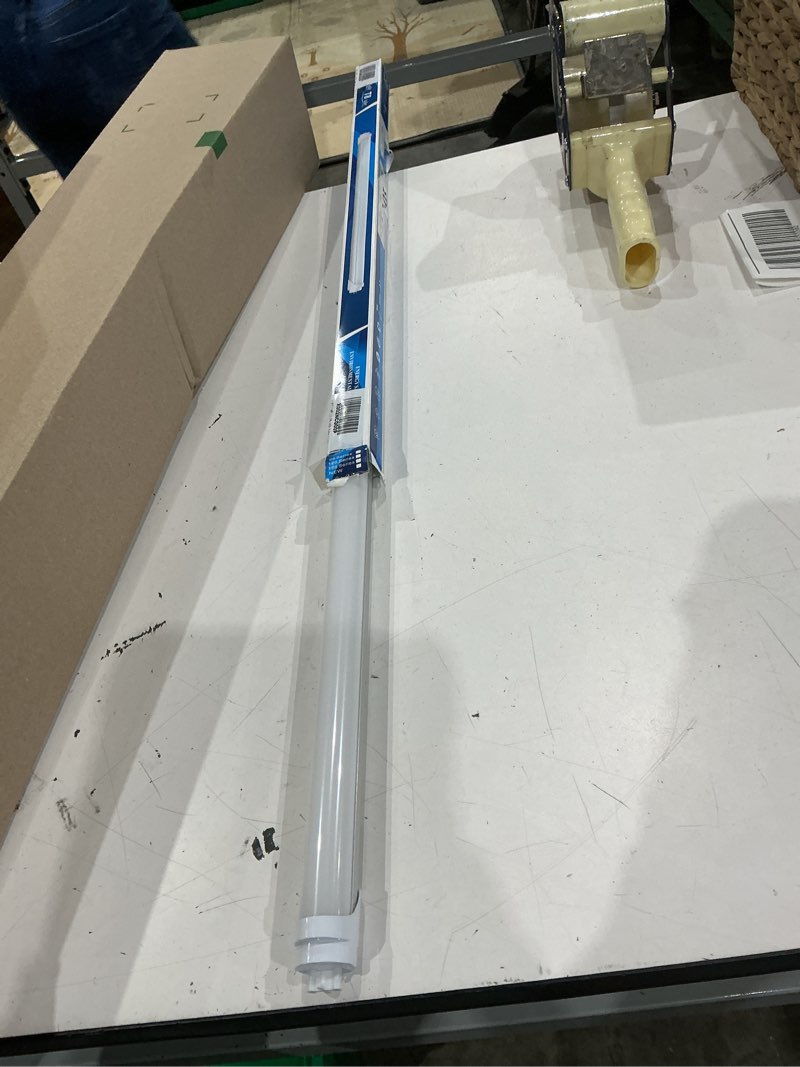 Condition photo showing As Is for lightingwill led t8 light tube 2ft, warm white 3000k-3500k, dual-end powered ballast bypass, 1000lumens 10w 4w fluorescent equivalent, frosted cover, ac85-265v lighting tube fixtures, 1 pack warm white 2 feet