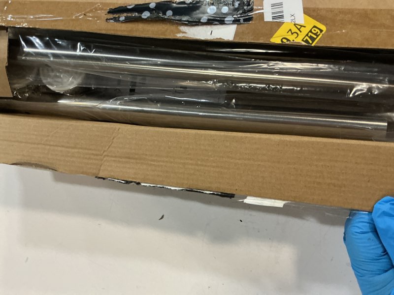 Condition photo showing New/Like New for mcrbeay shower curtain rod, 1" diameter heavy duty tension shower rod, non slip adjustable 28-74 inch no drill shower curtain rods spring tension for bathroom, shower stall, no rust, brushed nickel 28-74 inches brushed nickel