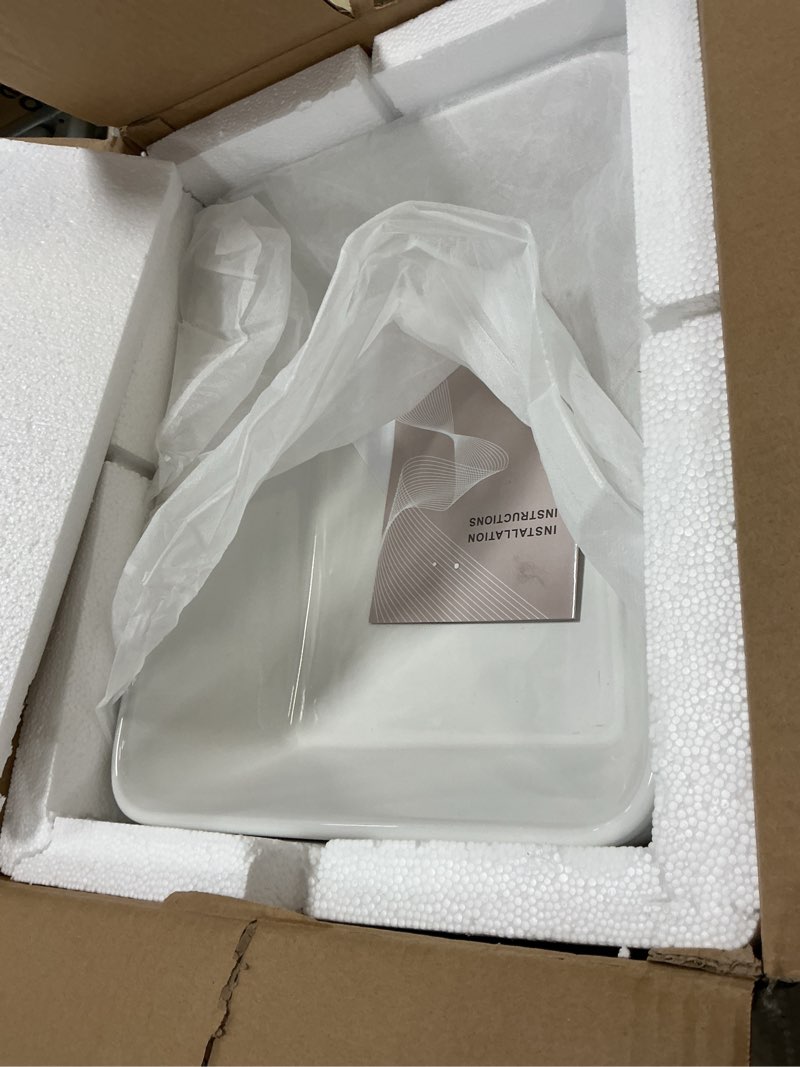 Condition photo showing Good Condition for Lordear Vessel Sink Rectangular 16"x12" Rectangle Bathroom Sink Pure White Porcelain Ceramic Vessel 