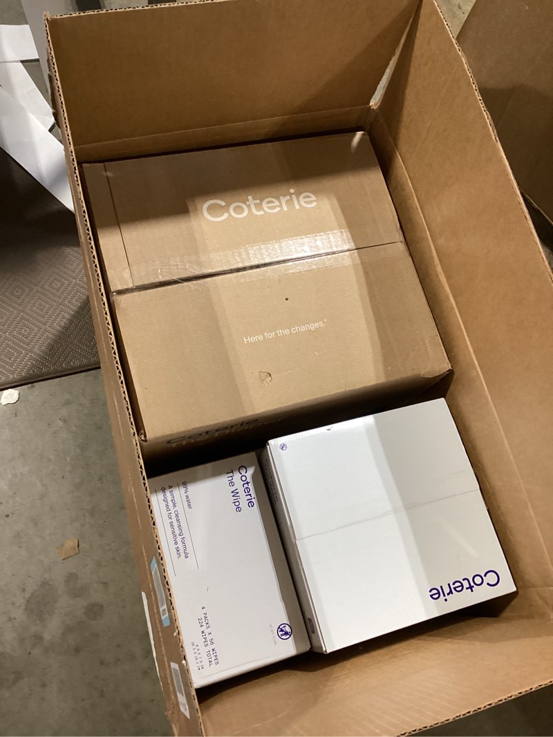 Condition photo showing Good Condition for coterie baby diapers + wipes baby kit, size 1 (198 count) + 12 wipe packs (672 wipes) made with plant-based fibers, hypoallergenic, designed for sensitive skin, clean ingredients