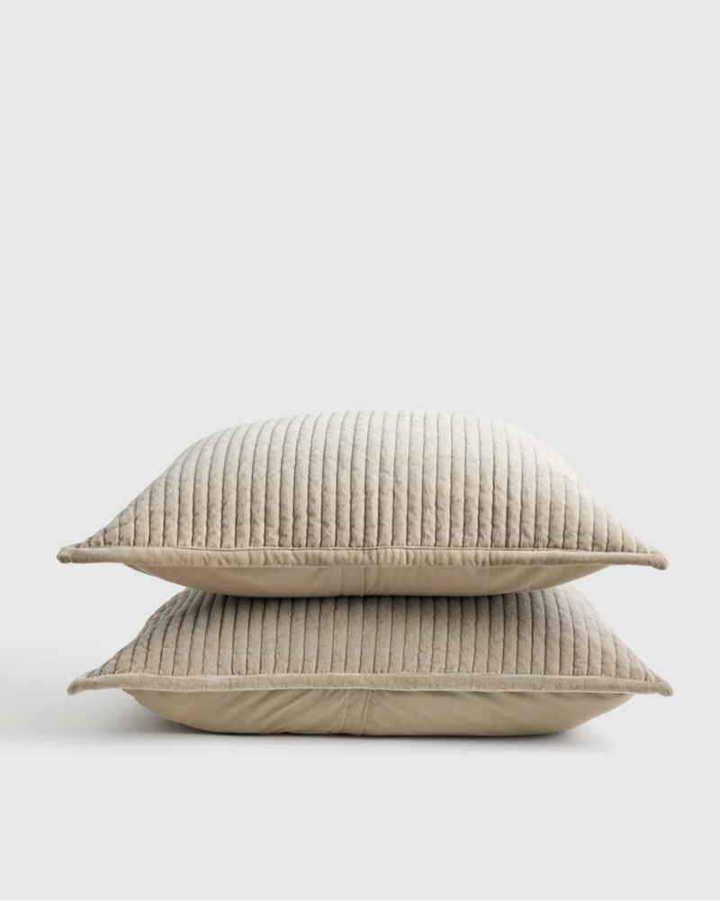 cotton velvet channel quilted sham set 2 20inx26in