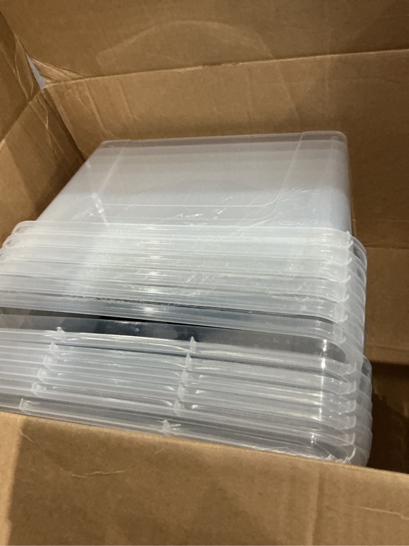 Condition photo showing As Is for (similar to )iris usa file box, plastic file organizer with lids for letter/legal file, portable document box for moving, storage bin with durable and secure lid, stackable nestable bpa-free, clear 35 qt. 4 pack clear - 4 pack