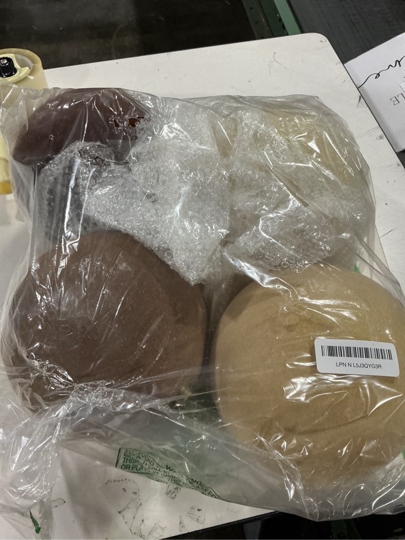 Condition photo showing As Is for Liliful 4 Pcs 8 Inch Extra Large Velvet Christmas Balls Oversized Brown Christmas Ornaments Hanging Shatterproof Flocked Tree Decorations for Xmas Holiday Party Decor