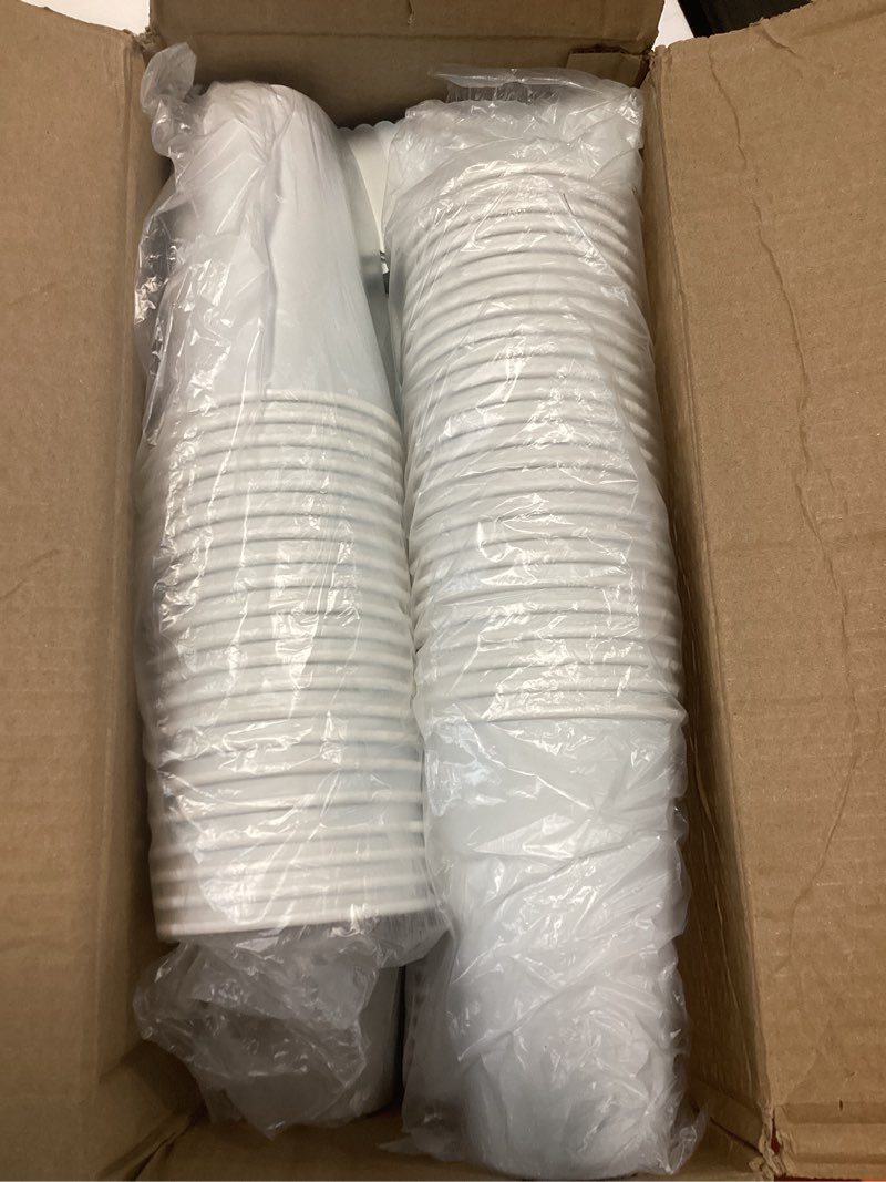 Condition photo showing As Is for whaline 100 pcs light blue disposable coffee cups with lids and sleeves 16 oz insulated to go paper cups for winter home restaurant travel wedding birthday baby shower party supplies