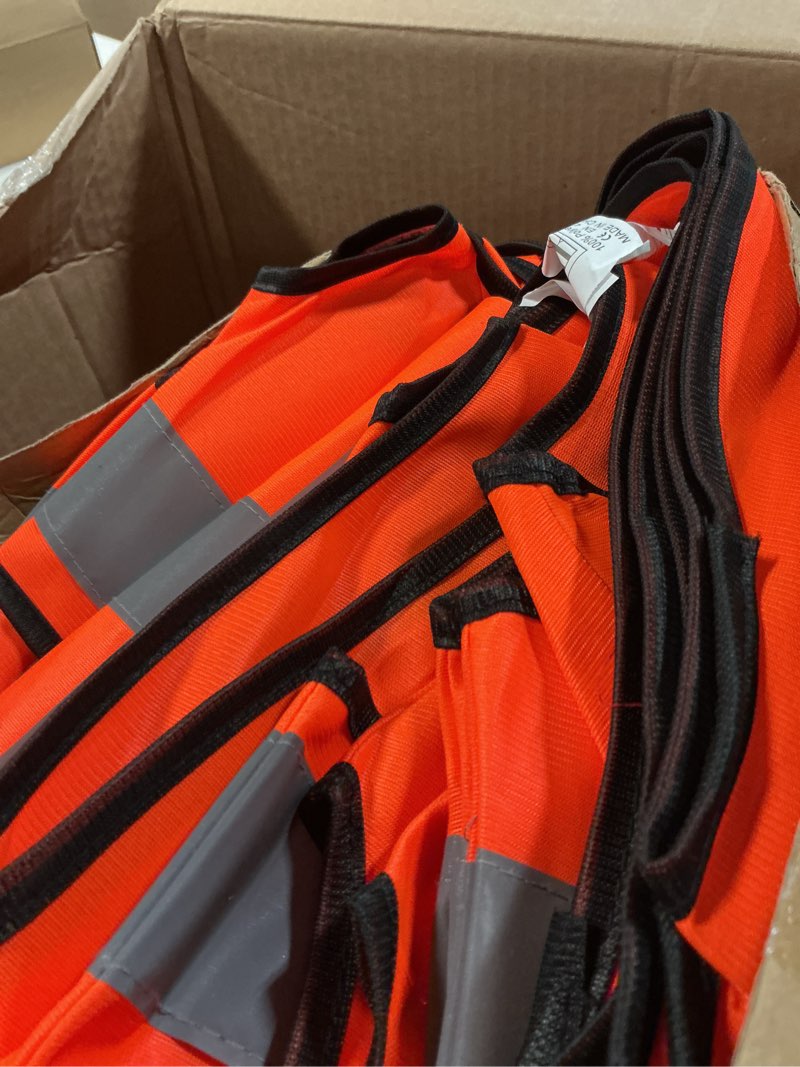 Condition photo showing As Is for leumoi 30 pack reflective safety vest with pockets and zipper high visibility vest for women men work large orange