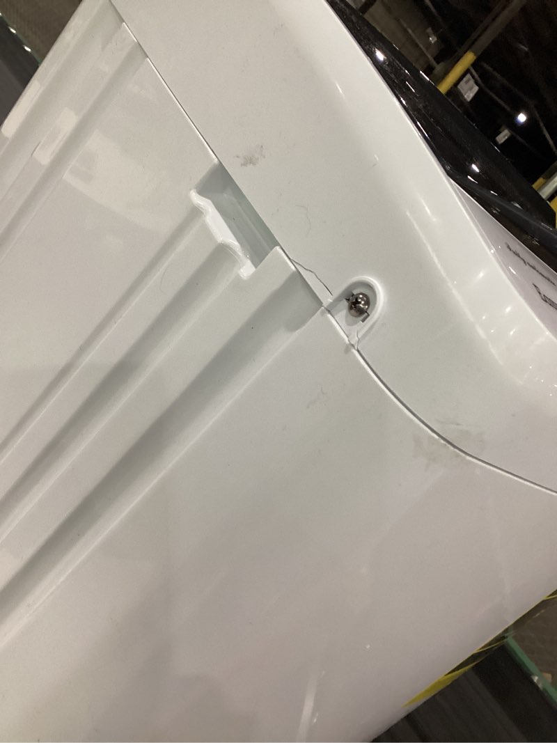 Condition photo showing As Is for newbulig 1.06 cu.ft. portable washing machine, 7.7lbs full-automatic laundry washer with stainless steel drum, 10 wash cycles & auto-balance, compact washer for apartment rv dorm camping, white white 1.06 cu.ft.