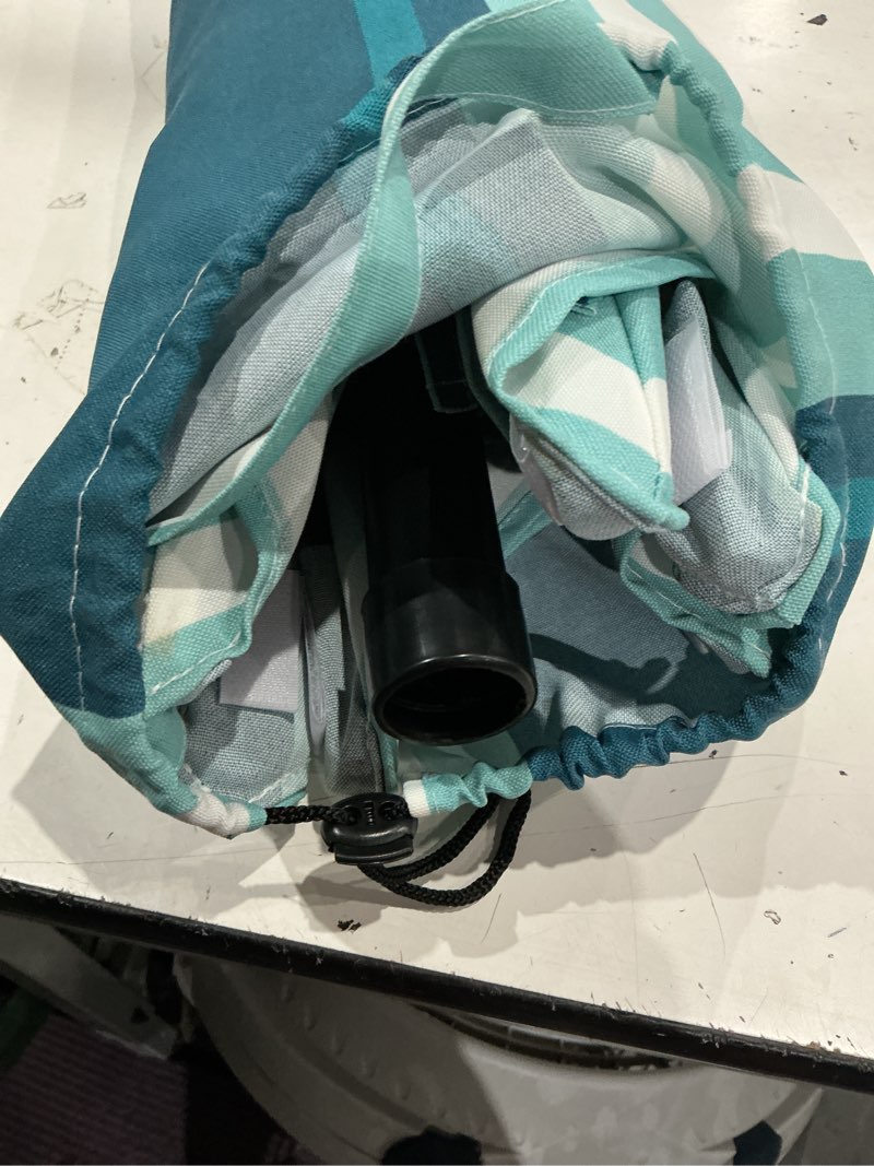 Condition photo showing As Is for style selections 7.5-ft steel blue push-button tilt market patio umbrella