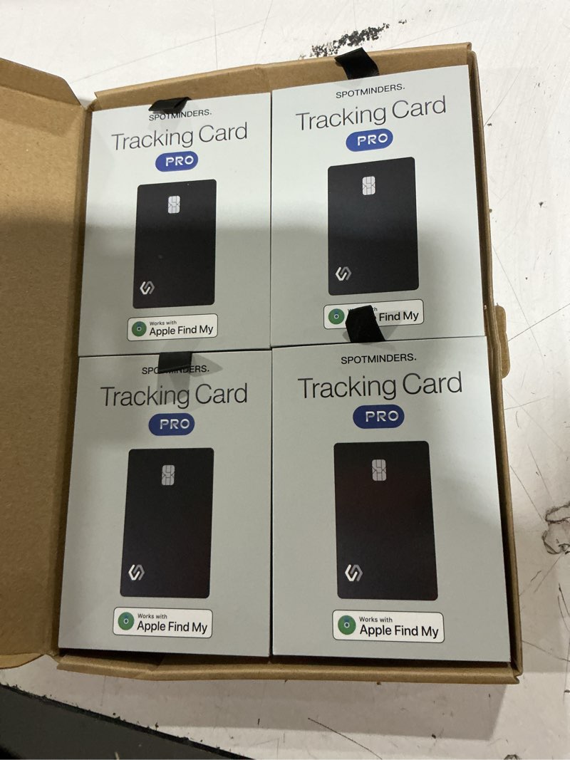 Condition photo showing Good Condition for spotminders apple mfi certified credit card wallet tracker pro 4-pack (ios only) works with apple find my rechargeable tracking card for wallet ip68 0.07in slim iphone item finder for luggage or purse black pro (pack of 4)