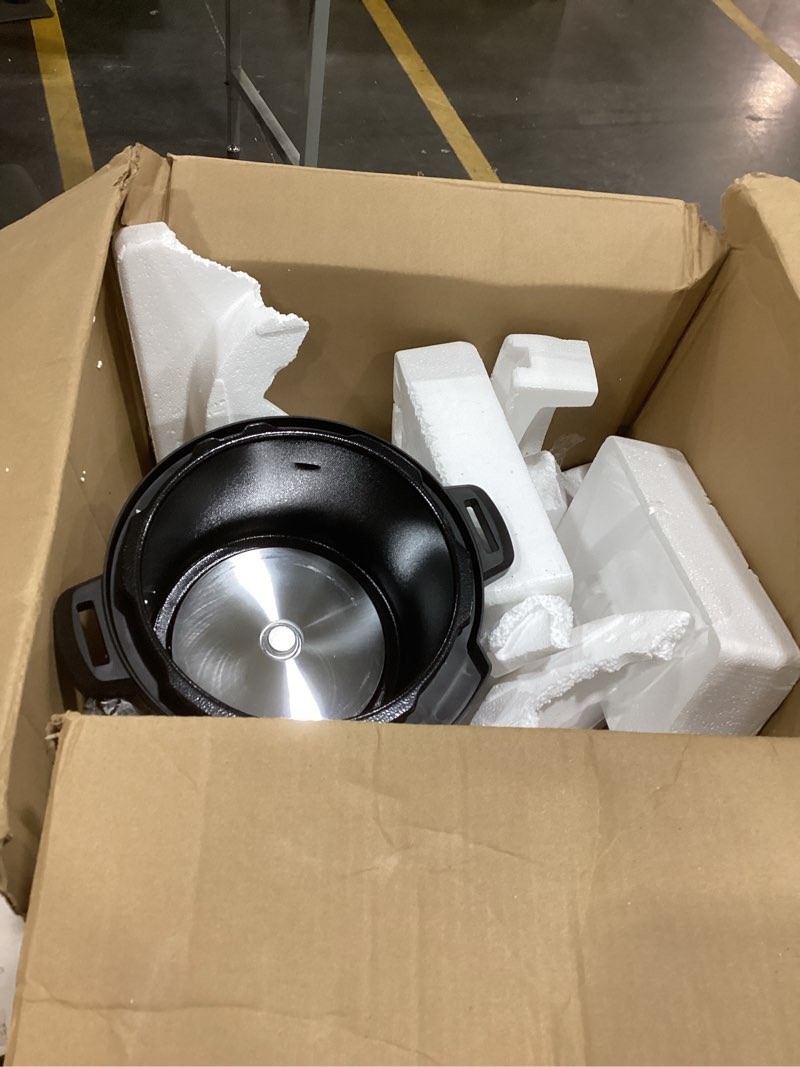 Condition photo showing As Is for instant pot duo 7-in-1 electric pressure cooker, slow cooker, rice cooker, steamer, sauté, yogurt maker, warmer & sterilizer, includes app with over 800 recipes, stainless steel, 8 quart 8 quarts