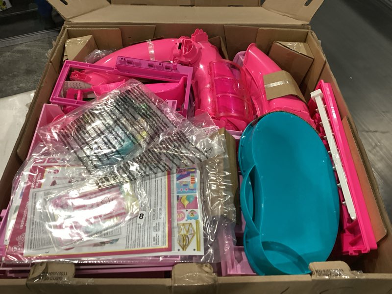 Condition photo showing New/Like New for Barbie Dreamhouse, Pool Party Doll House with 75+ Pieces and 3-Story Slide, House Playset, Pet Elevator and Puppy Play Areas