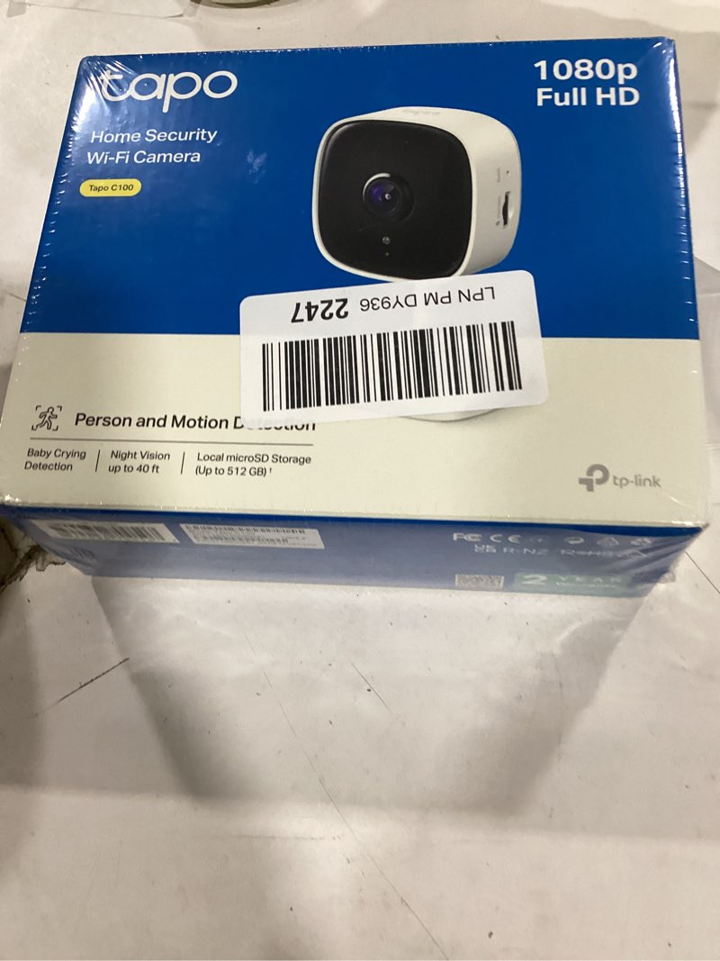 Condition photo showing New/Like New for TP-Link Tapo 1080P Indoor Security Camera for Baby Monitor, Dog Camera w/Motion Detection, 2-Way Audio Siren, Night Vision, Cloud & SD Card Storage, Works w/Alexa & Google Home (Tapo C100) Indoor White 1-Pack