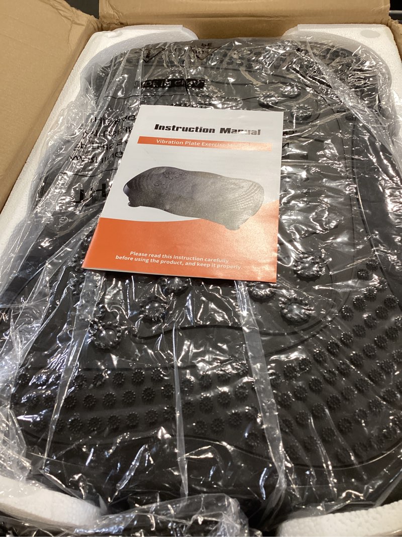 Condition photo showing Good Condition for vibration plate exercise machine, 130 levels full body workout vibrating plate for lymphatic drainage weight loss, 450 lbs capacity shake platform with resistance bands bluetooth for women men