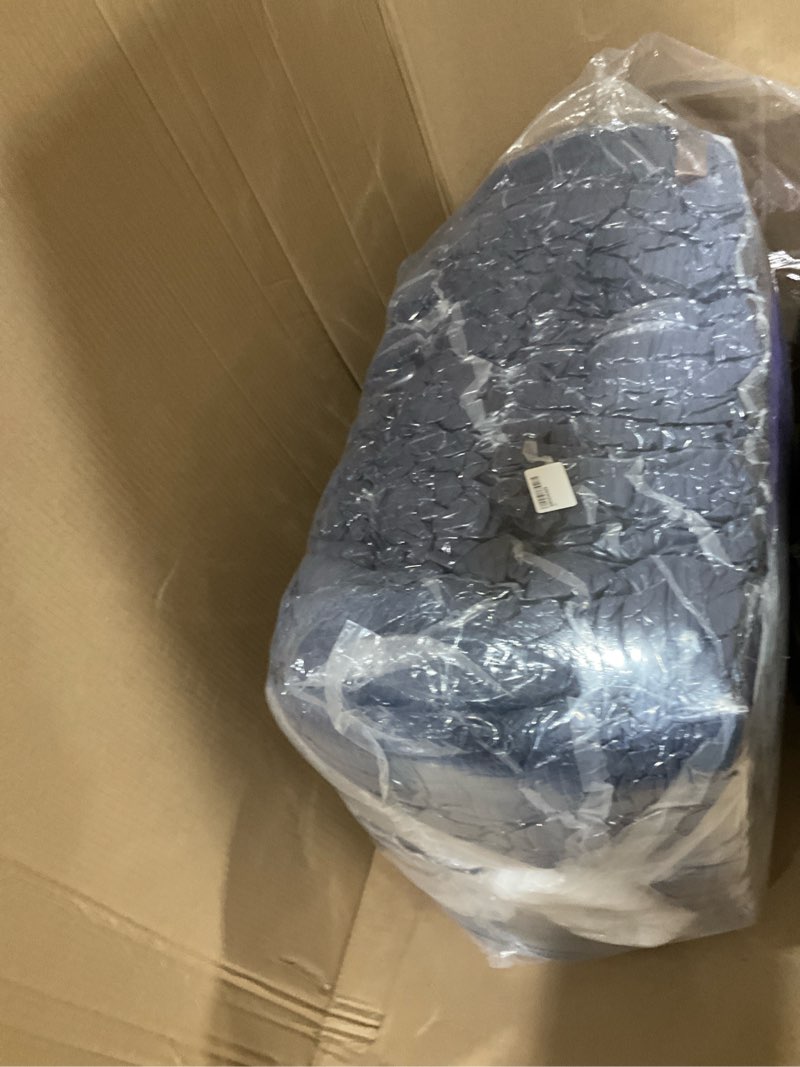 Condition photo showing New/Like New for maxyoyo loveseat sofa couch, upholstered bean bag chair cloud 2-seat for adults, boneless couch with tufted cushion & pillows, sofa in a box, no assembly required, navy corded navy loveseat