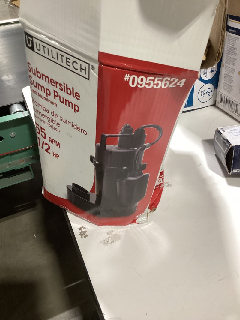 Condition photo showing As Is for utilitech 0.5-hpaluminum submersible sump pump