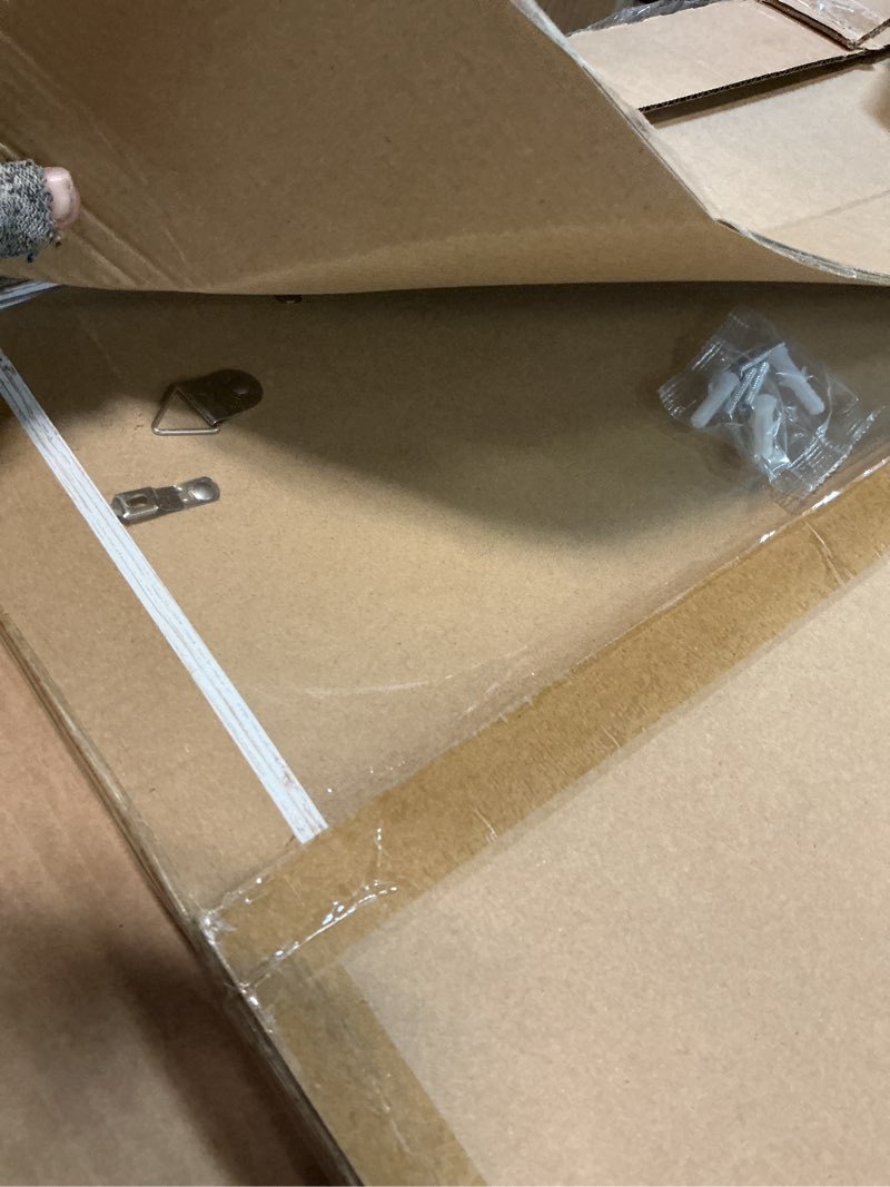 Condition photo showing Good Condition for 14x20 picture frame, distressed white wood style - display posters 12 x 18 with mat or 14x20 without mat, wall mounting horizontal and vertical, 1 pack distressed white 14x20 in