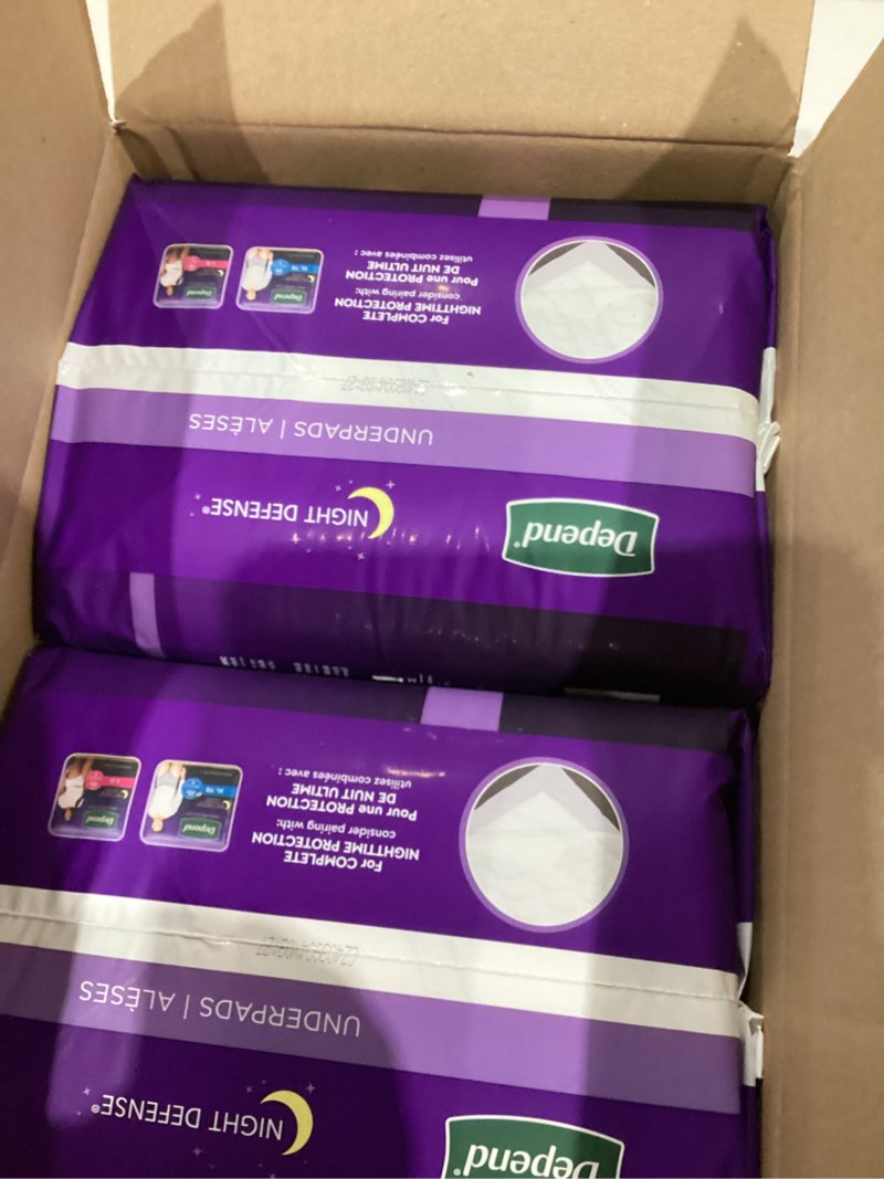 Condition photo showing New/Like New for Depend Underpads, Disposable Incontinence Bed Pads for Adults, Slip Resistant, 36"x 21", 24 Count (2 Packs of 12) (Packaging May Vary) Large 24