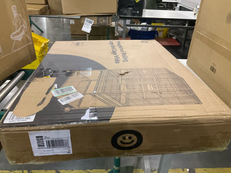 Condition photo showing New/Like New for VIVOHOME 54 Inch Wrought Iron Large Bird Flight Cage with Rolling Stand for Parakeets Canaries Cockatiels Lovebirds Conures, White