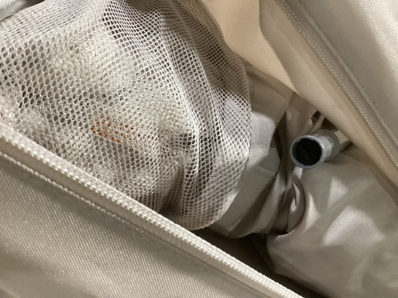 Condition photo showing As Is for maxi-cosi calao travel playard, infant bassinet, toddler playpen, portable, lightweight, foldable, easy setup, with carry bag, breathable mesh, classic oat