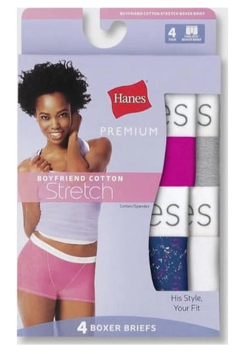 Hanes Premium Women's 4pk Boyfriend Cotton Stretch Boxer Briefs -Colors May Vary Size S 