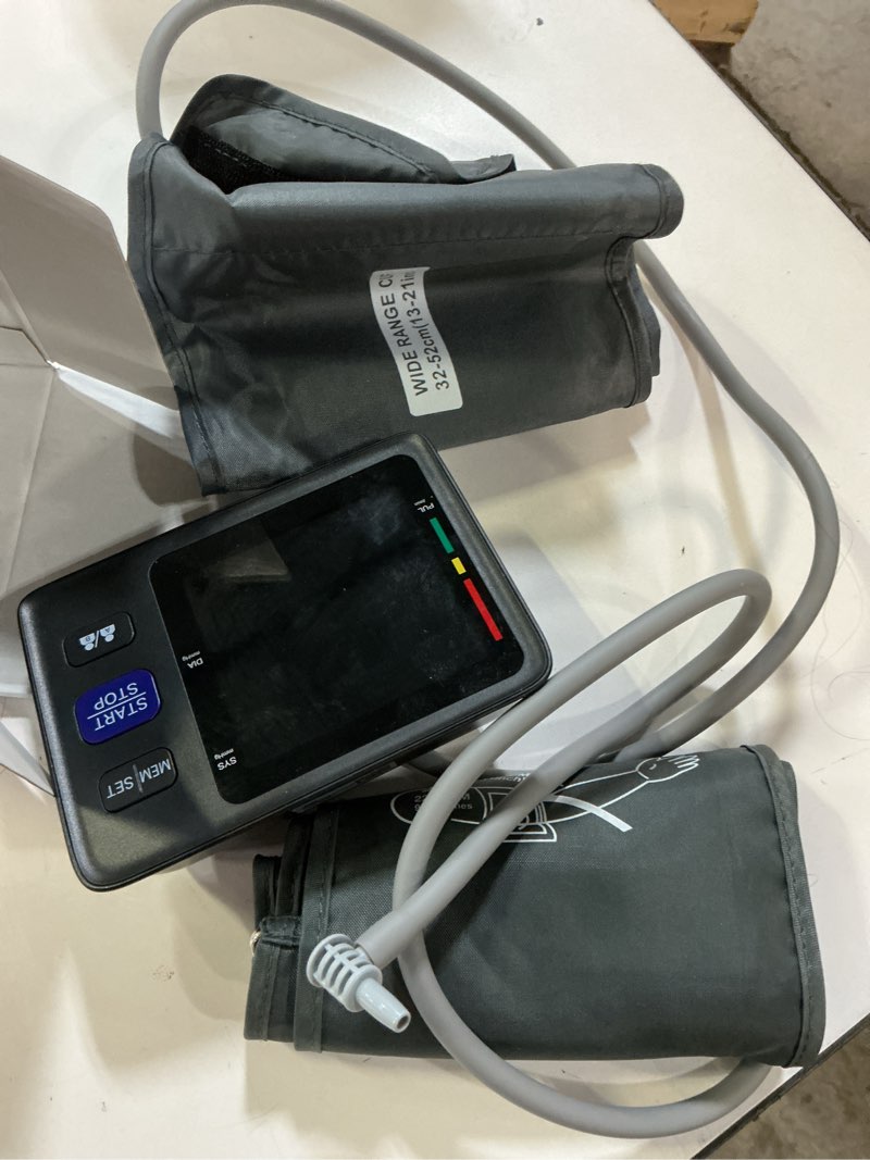 Condition photo showing Good Condition for blood pressure machine upper arm, 2 size cuffs m/l and xl, medium/large 9"-17" and extra large xl 13"-21", accurate automatic digital bp monitor, large backlit lcd, 2-user 1000 memories, u85h