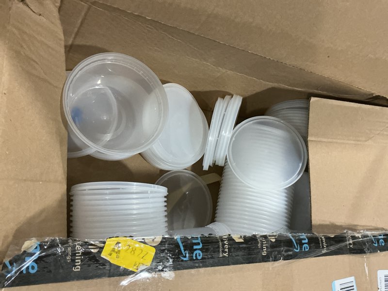 Condition photo showing As Is for CIAO! 12OZ Polypropylene Clear Deli Container Matching Lids Sold Separately (Case of 500) 12 oz