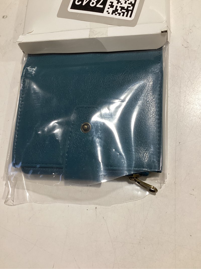 Condition photo showing Good Condition for airkit small wallet women rfid blocking soft leather bifold compact card holder wallet for women with zipper coin pocket 4 id window peacock blue