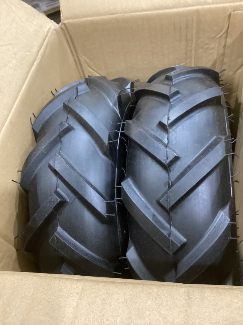 Condition photo showing Good Condition for 13x5.00-6" tiller tire and wheel (3/4" axle size), 3-1/8" centered hub, compatible with craftsman & troy-bilt tiller tractor, tillers, and snowblower tire replacement tires 2